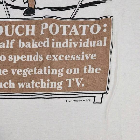 Vintage Nwot Couch Potato Funny Humor Gag Gifts 80s Screen Stars Ringer Tee L - Picture 2 of 9